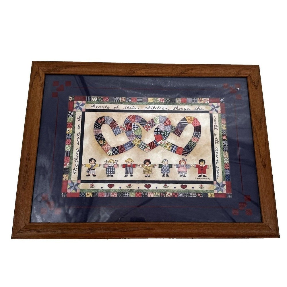 Home Interiors Gifts Chuck Hughey Mothers Hearts‎ Children Framed Folk Art Print